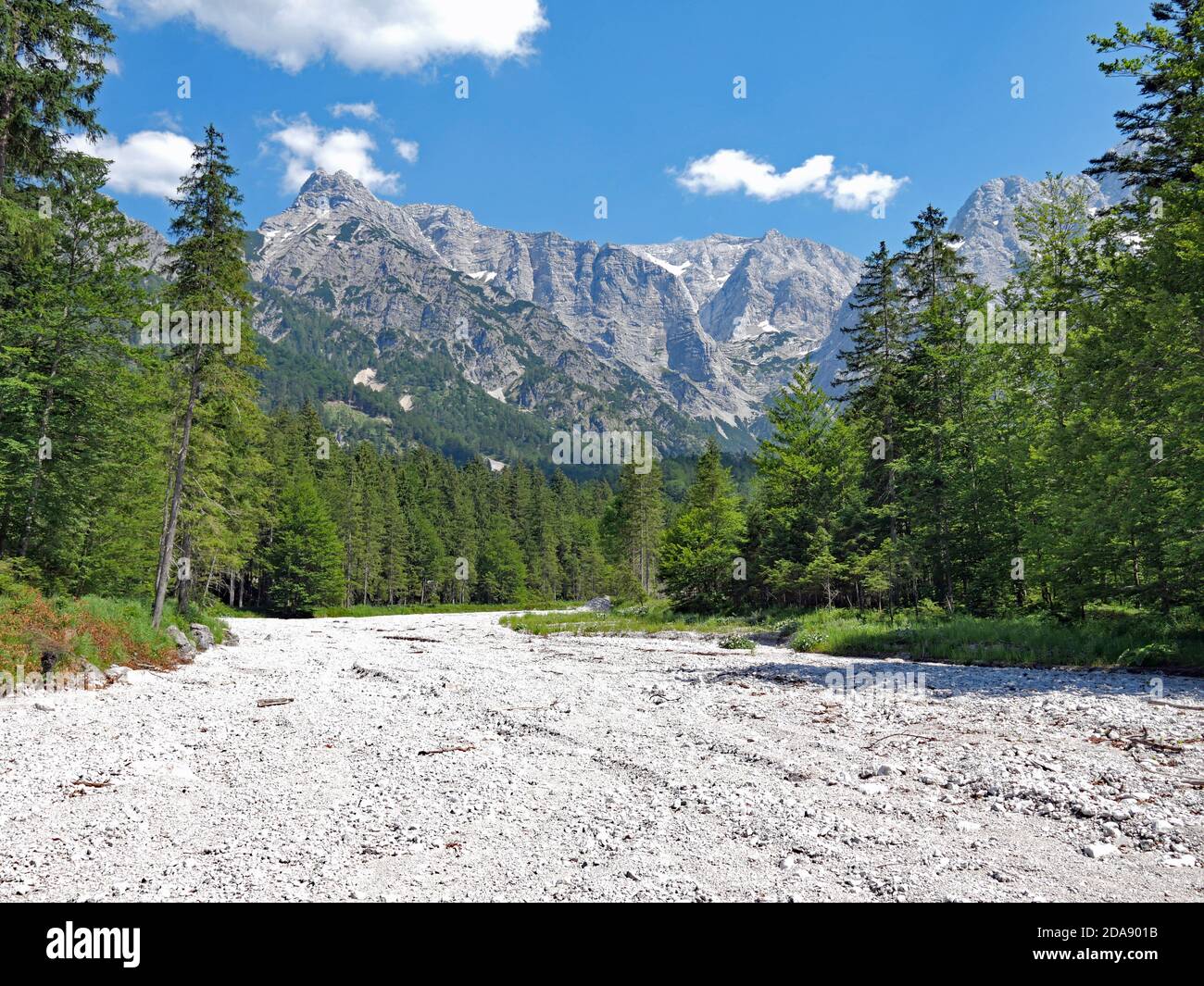 Dried-up mountain river in the Toten Gebirge Stock Photo