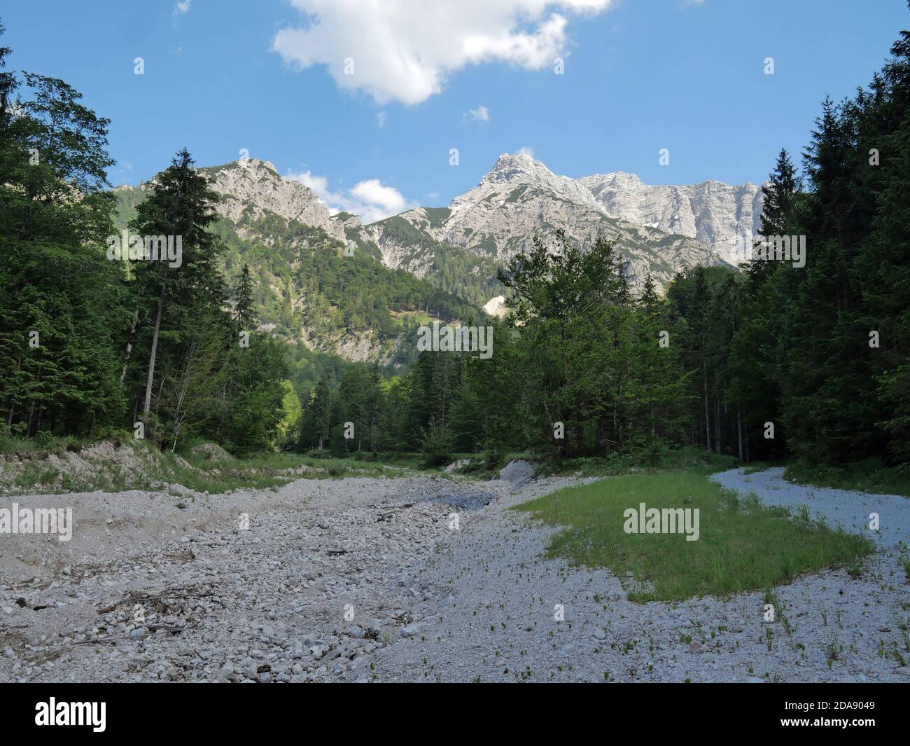 Dried-up mountain river in the Toten Gebirge Stock Photo