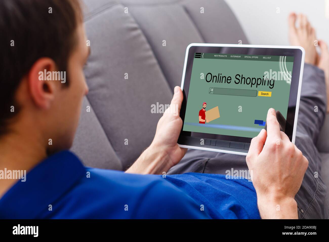 shopping man online with tablet pc and credit card.