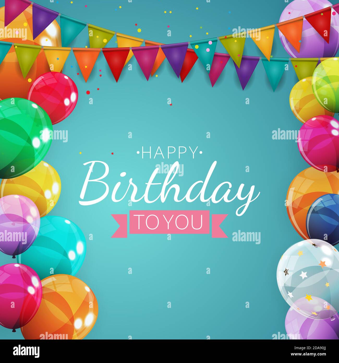 Birthday invitation background with balloons. Illustration Stock Photo