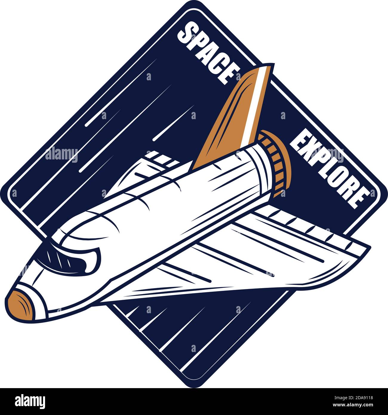 space spacecraft explore badge icon vector illustration Stock Vector