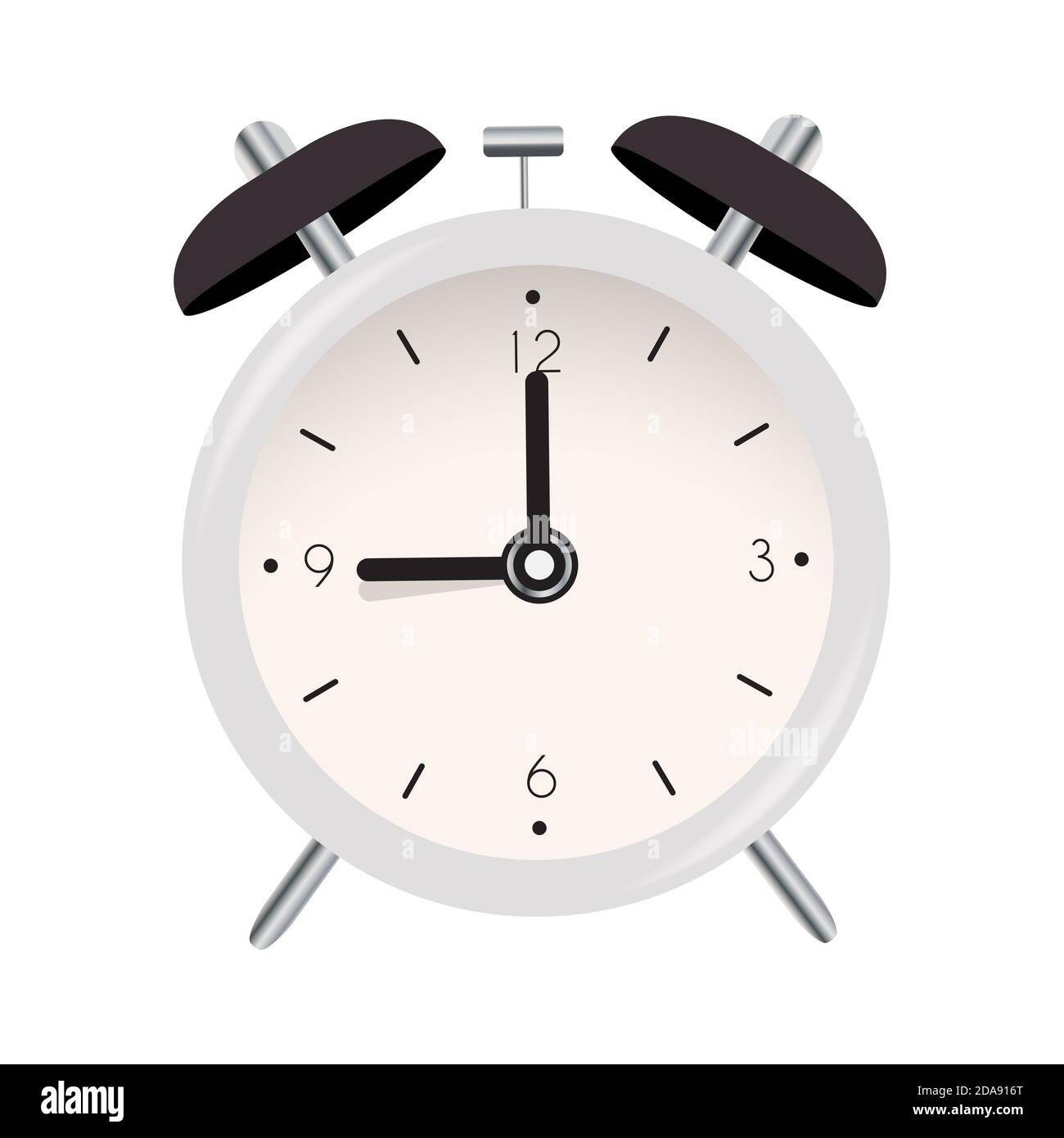 White Alarm Clock Icon on white background. Illustration Stock Photo ...