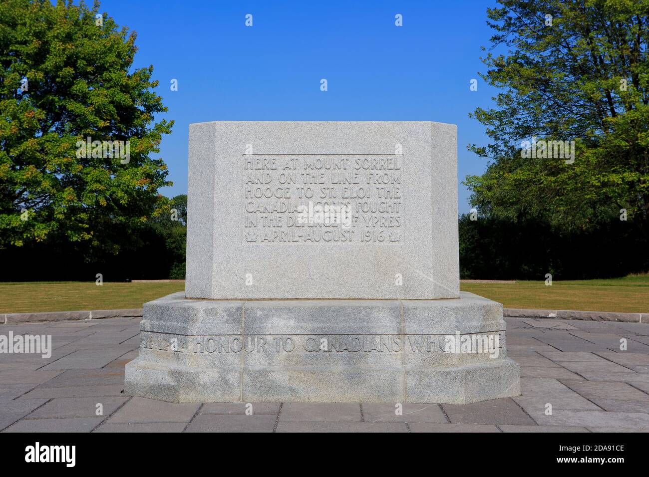 The British/Canadian Hill 62 (Sanctuary Wood) Memorial at Zillebeke (Ypres), Belgium Stock Photo