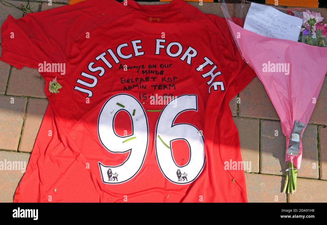 Liverpool FC,Justice For The 96,Hillsbough,disaster,Anfield,Liverpool,Merseyside,England,UK Stock Photo