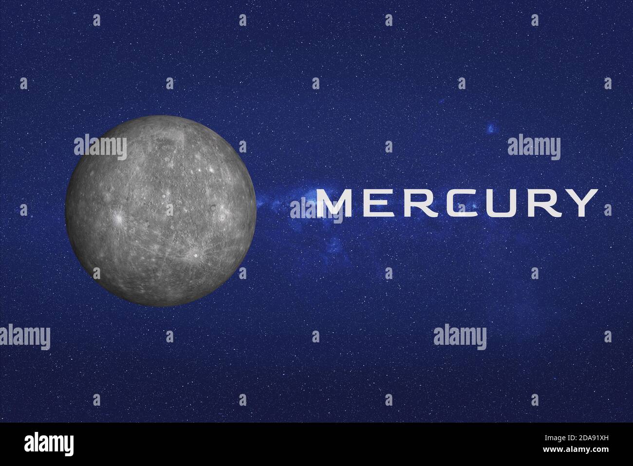 Mercury planet of Solar system. Space infographics. Science fiction 3D rendered illustration. Elements of this image were furnished by NASA Stock Photo