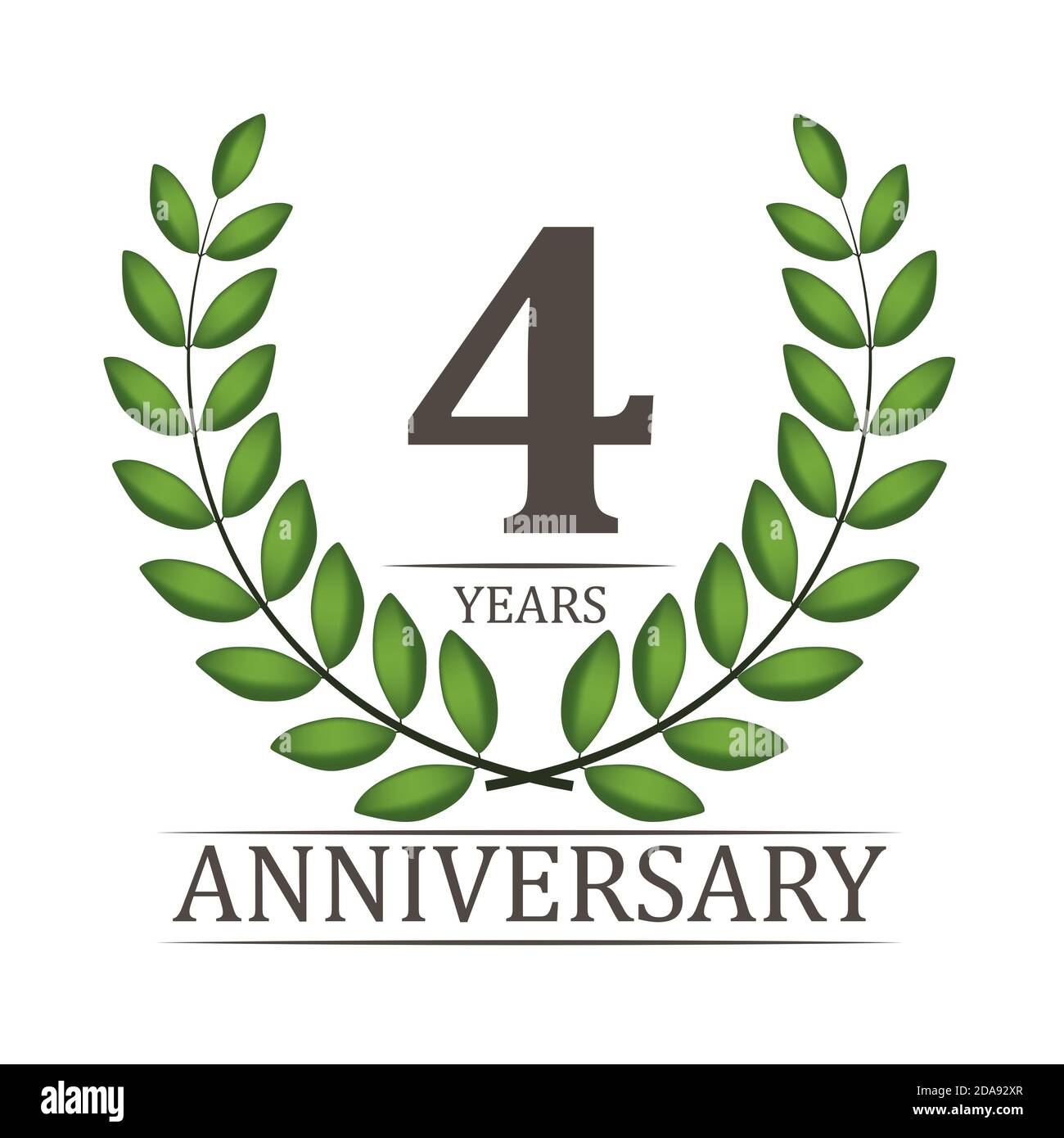 4 Years Anniversary Template with Red Ribbon and Laurel wreath