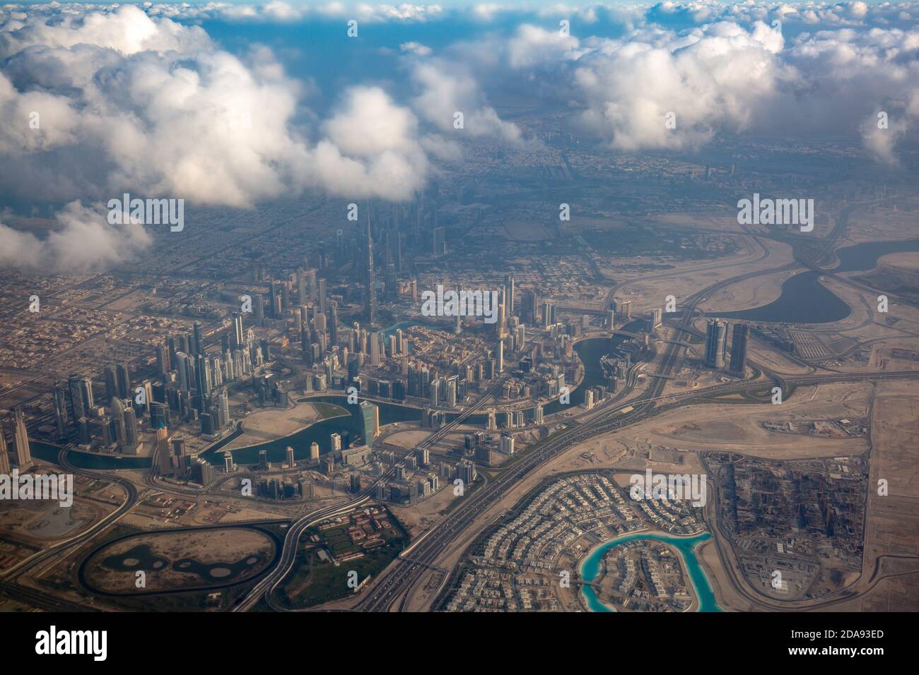 Aerial view of Dubai's skyline with clouds Stock Photo Alamy