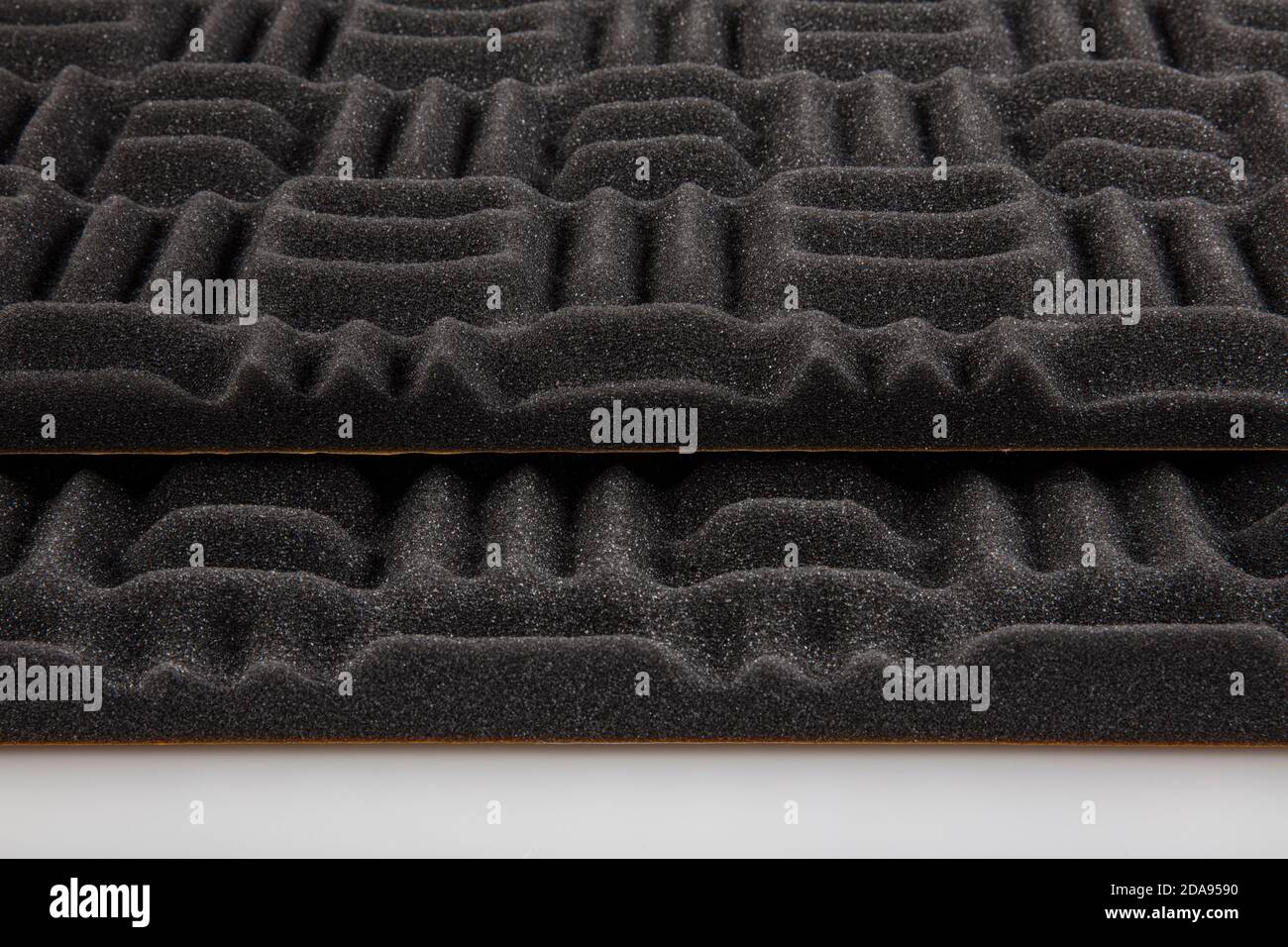 Acoustic foam or tiles for sound dampening. Music room. Soundproof room. Maze profile acoustic foam. Stock Photo