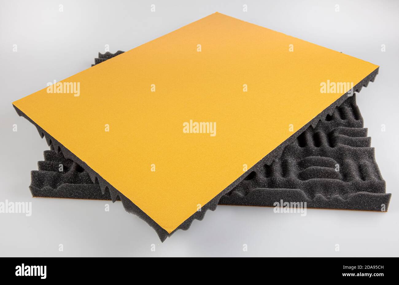 Acoustic foam or tiles for sound dampening. Music room. Soundproof room. Maze profile acoustic foam. Stock Photo