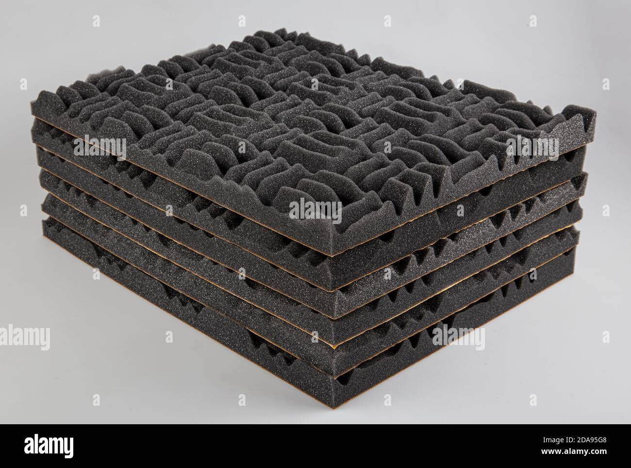 Acoustic foam or tiles for sound dampening. Music room. Soundproof room. Maze profile acoustic foam. Stock Photo