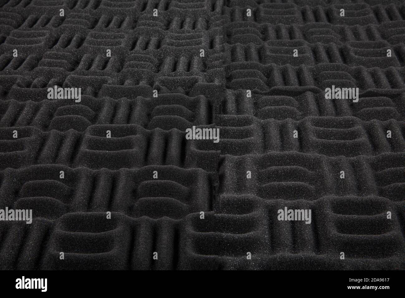 Acoustic foam or tiles for sound dampening. Music room. Soundproof room. Maze profile acoustic foam. Stock Photo