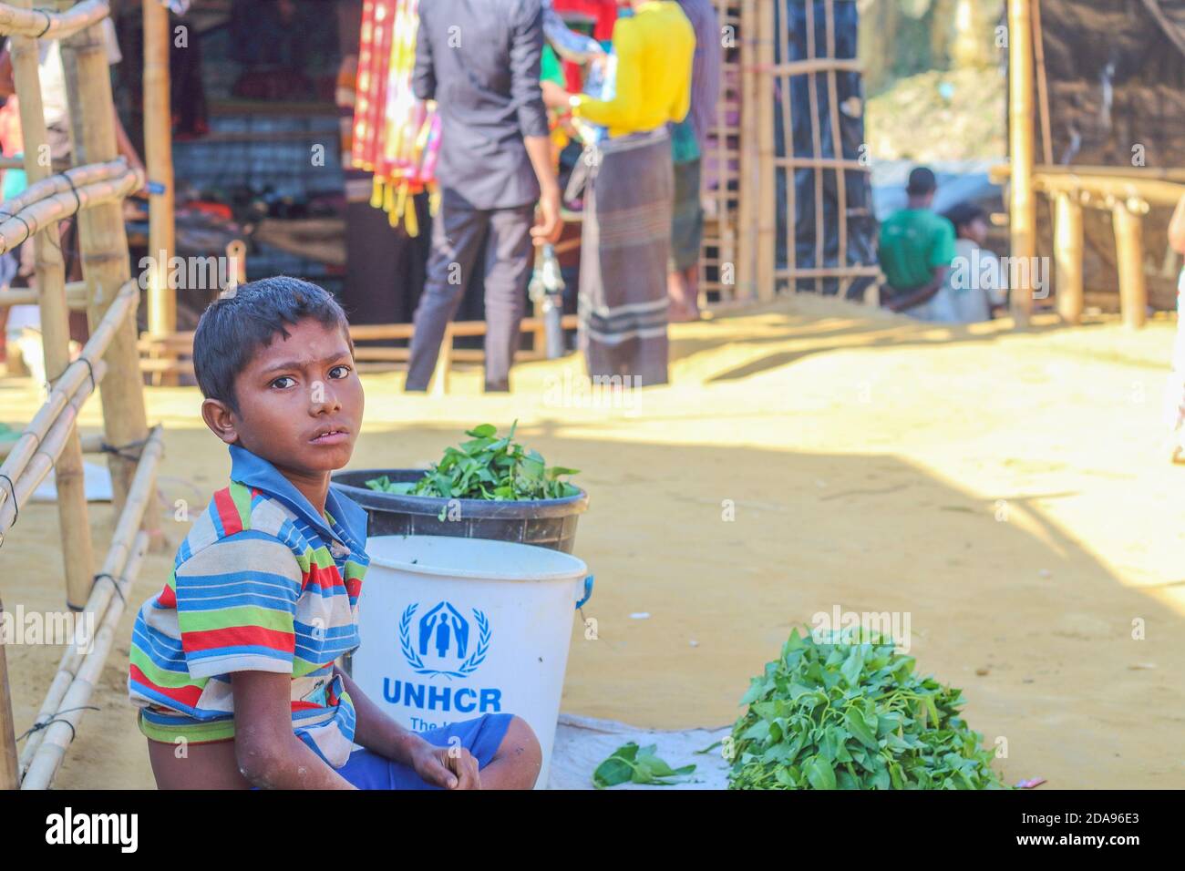 COX'S BAZAR, BANGLADESH - NOVEMBER 25, 2017: Rohingya refugee children ...
