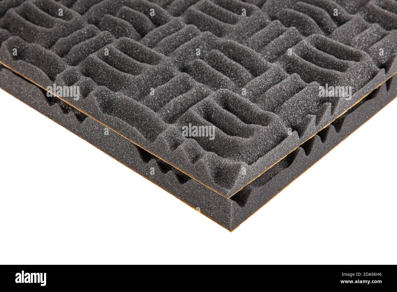 Acoustic foam or tiles for sound dampening. Music room. Soundproof room. Maze profile acoustic foam. Stock Photo