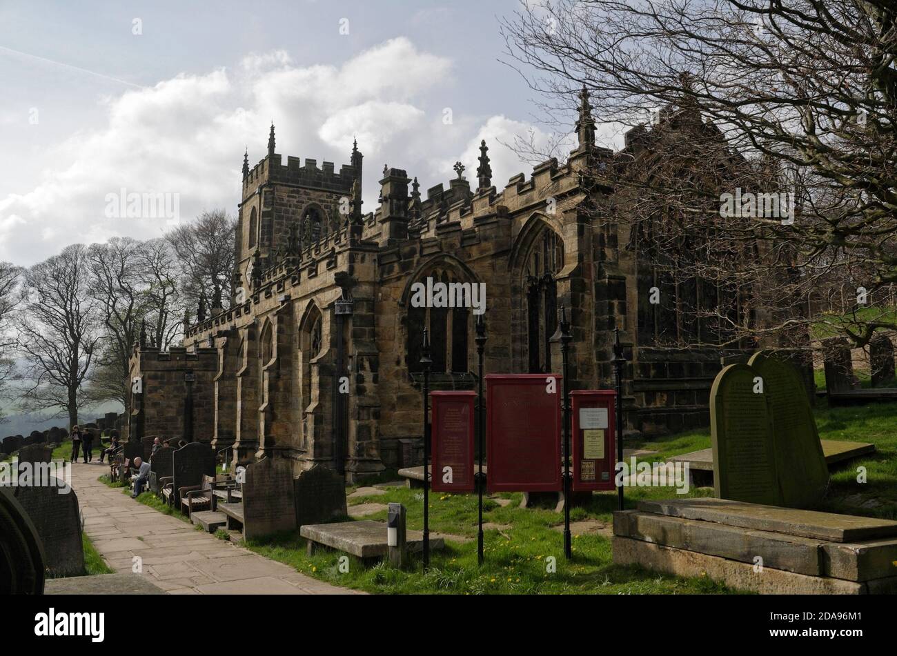 St Nicholas Church building churchyard, High Bradfield village