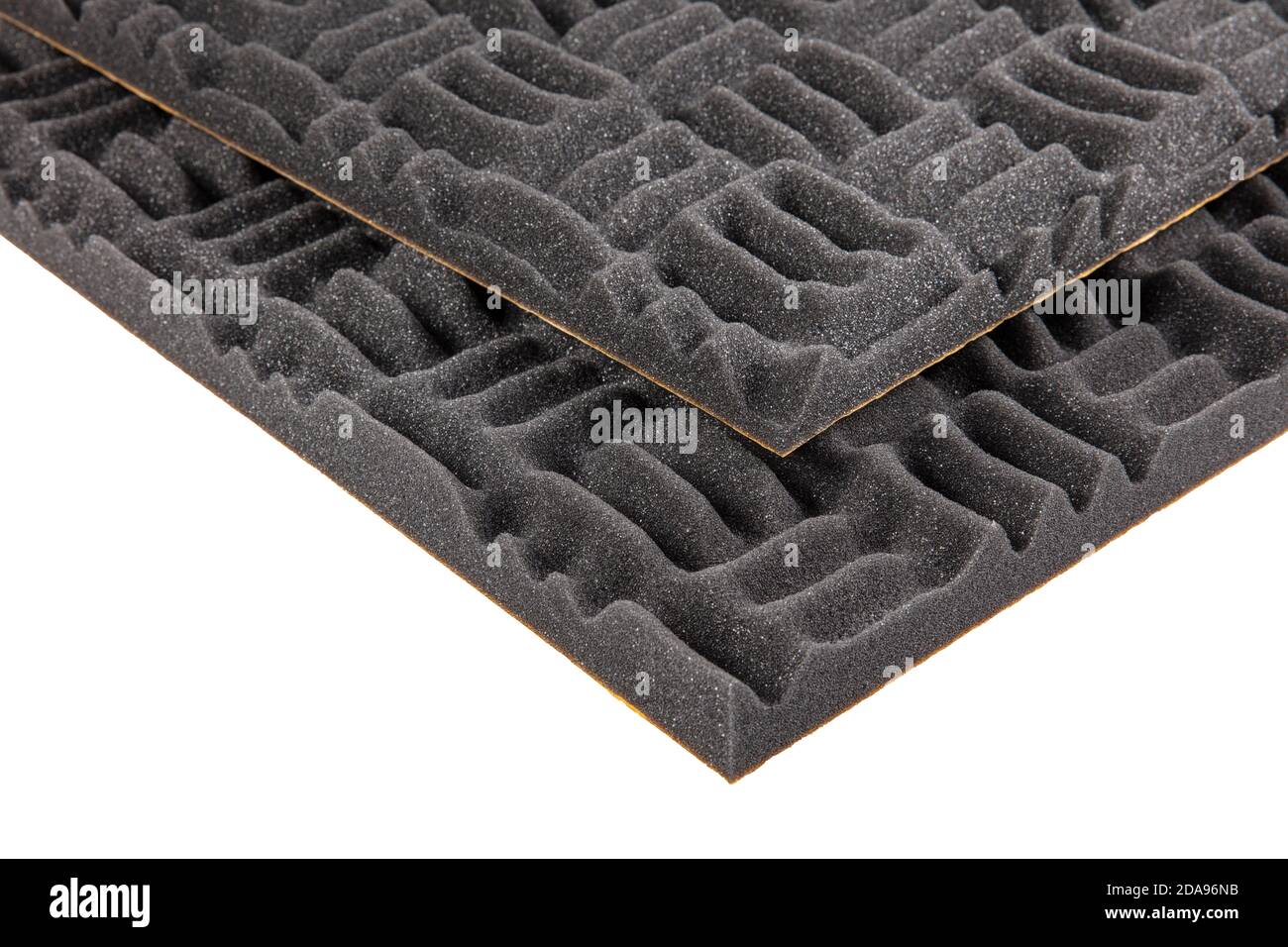 Acoustic foam or tiles for sound dampening. Music room. Soundproof room. Maze profile acoustic foam. Stock Photo