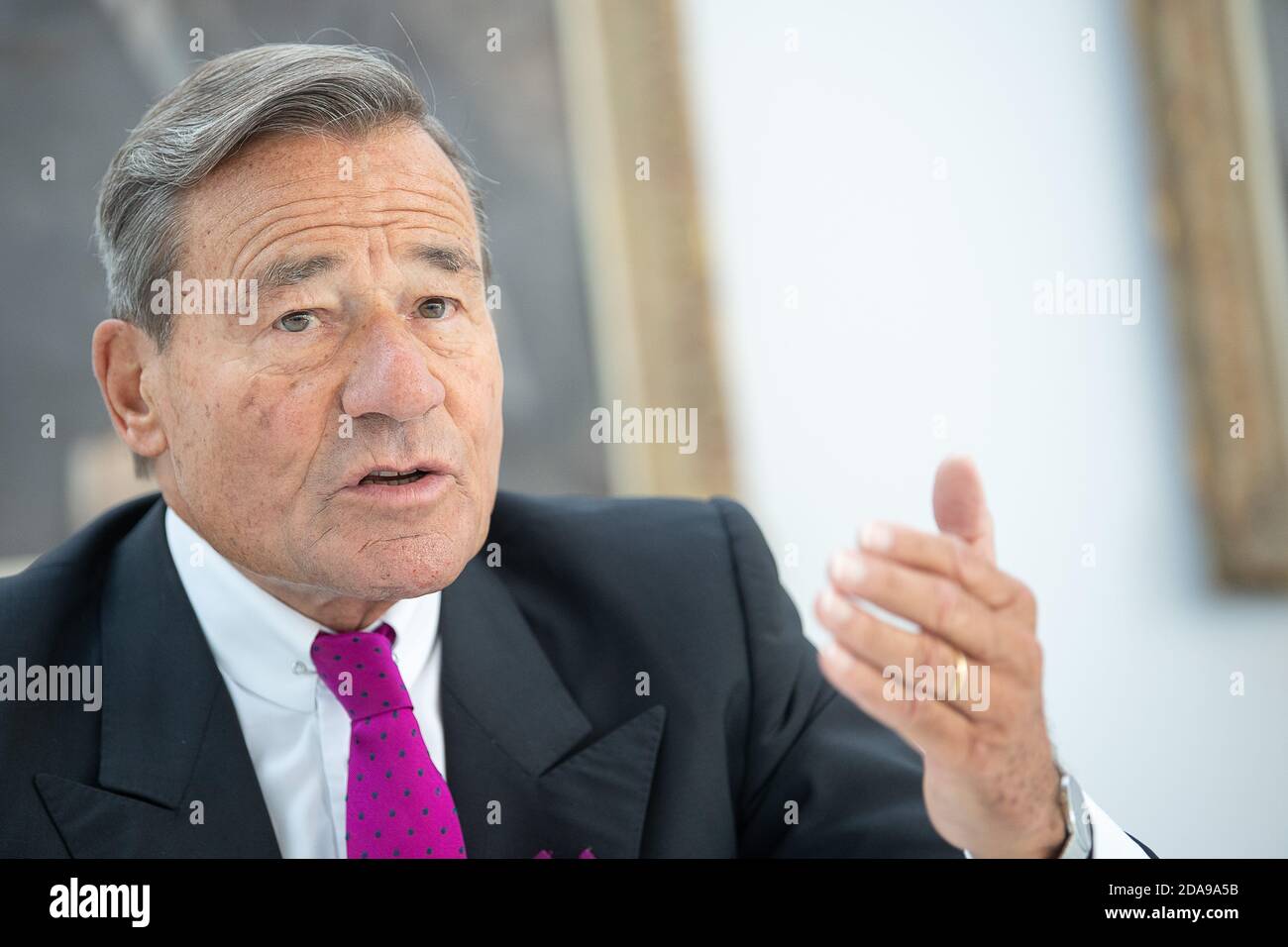 Burladingen, Germany. 05th Nov, 2020. Wolfgang Grupp, sole owner and  managing director of the textile company Trigema, speaks during an  interview. (to dpa: "Trigema boss Wolfgang Grupp does not think about  quitting")