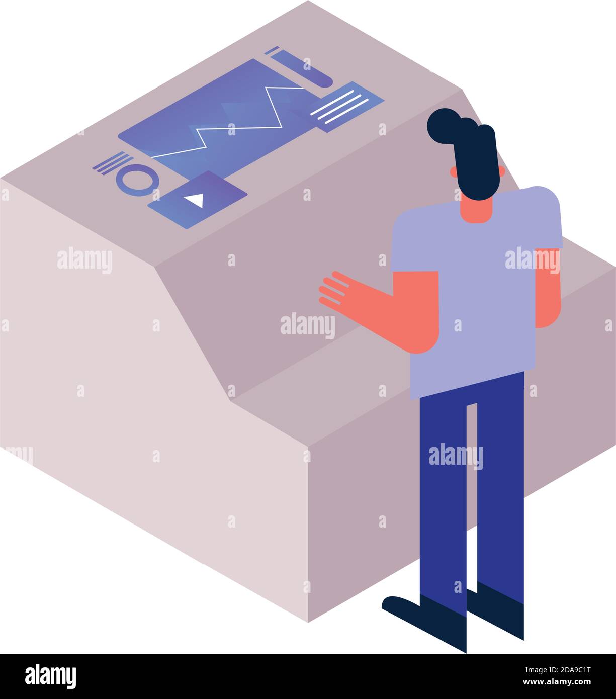 man using machine technology icon vector illustration design Stock ...