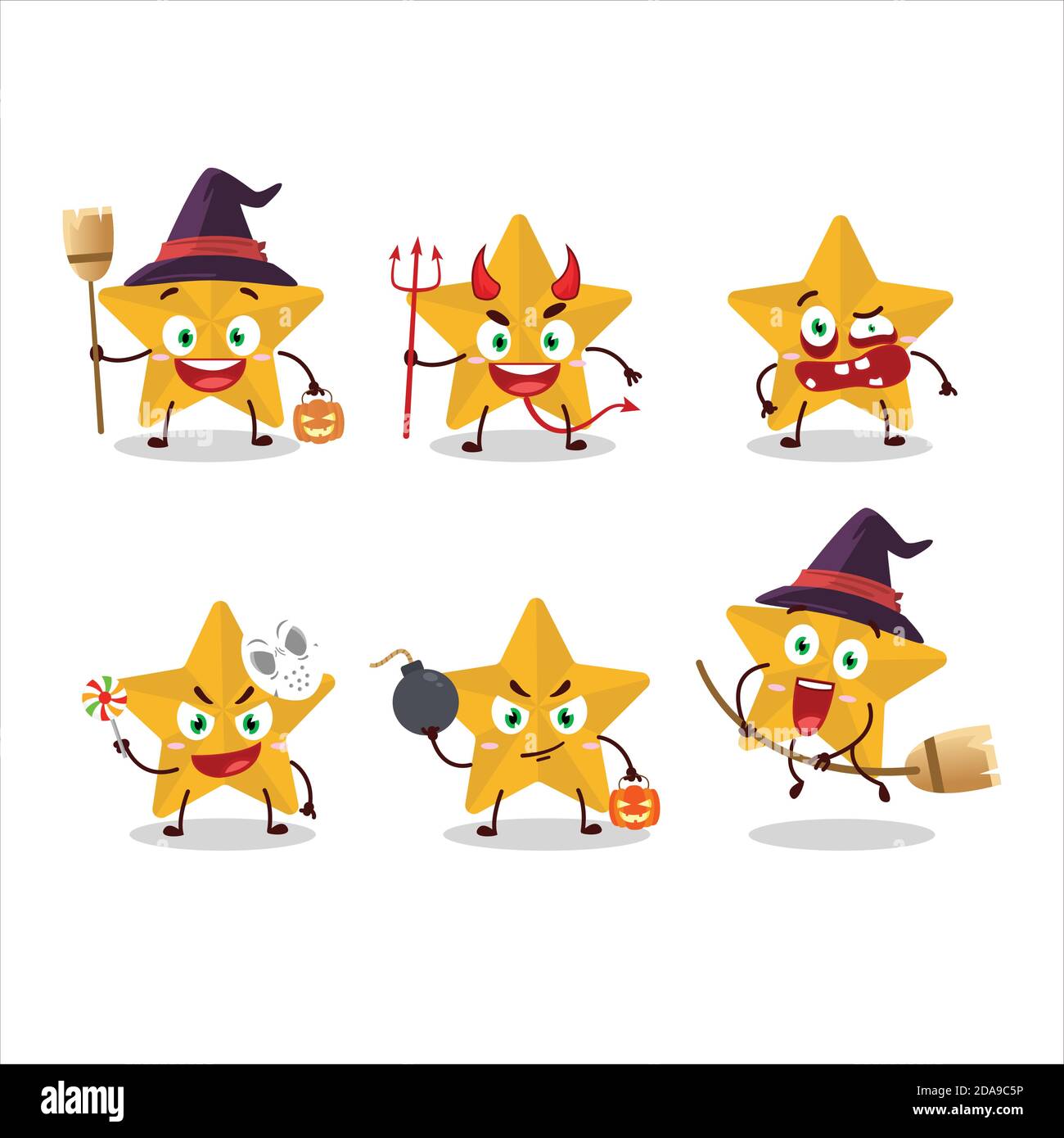 Halloween expression emoticons with cartoon character of new yellow ...
