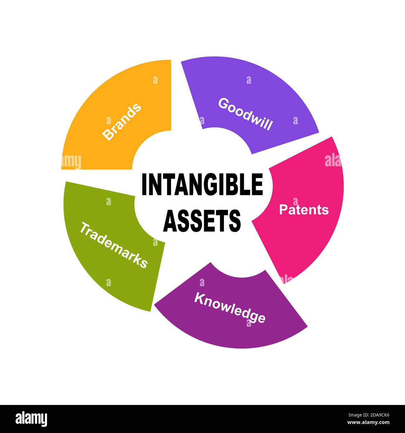 Diagram of Intangible Assets with keywords. EPS 10 - isolated on white background Stock Vector