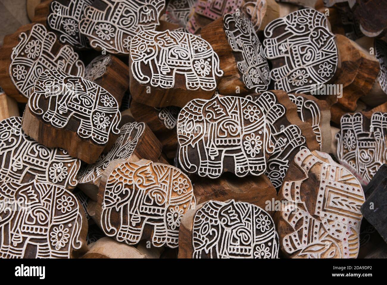 Block Printing Textile in India. decorated elephant Traditional