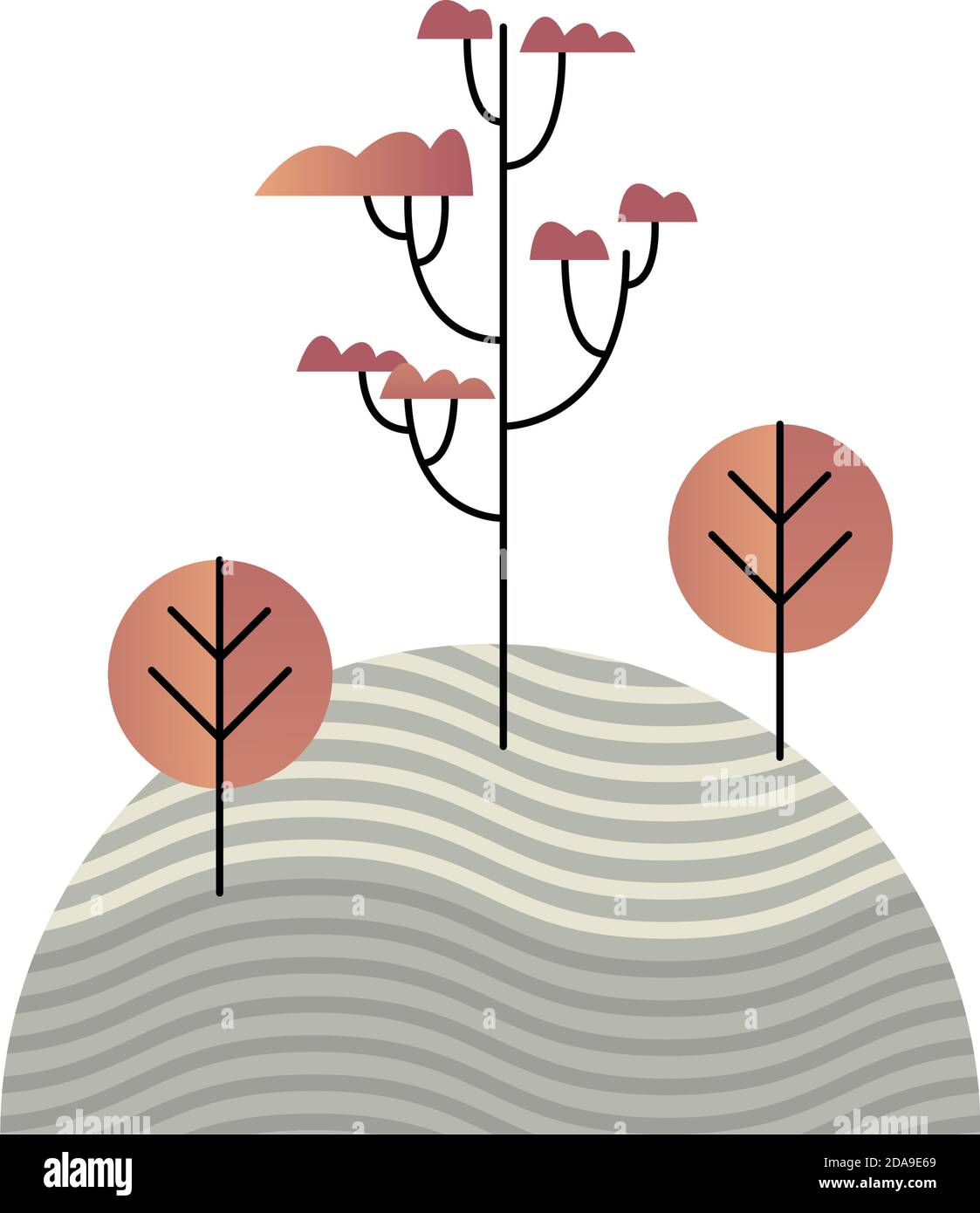 mountain and trees plants nature scene vector illustration design Stock ...