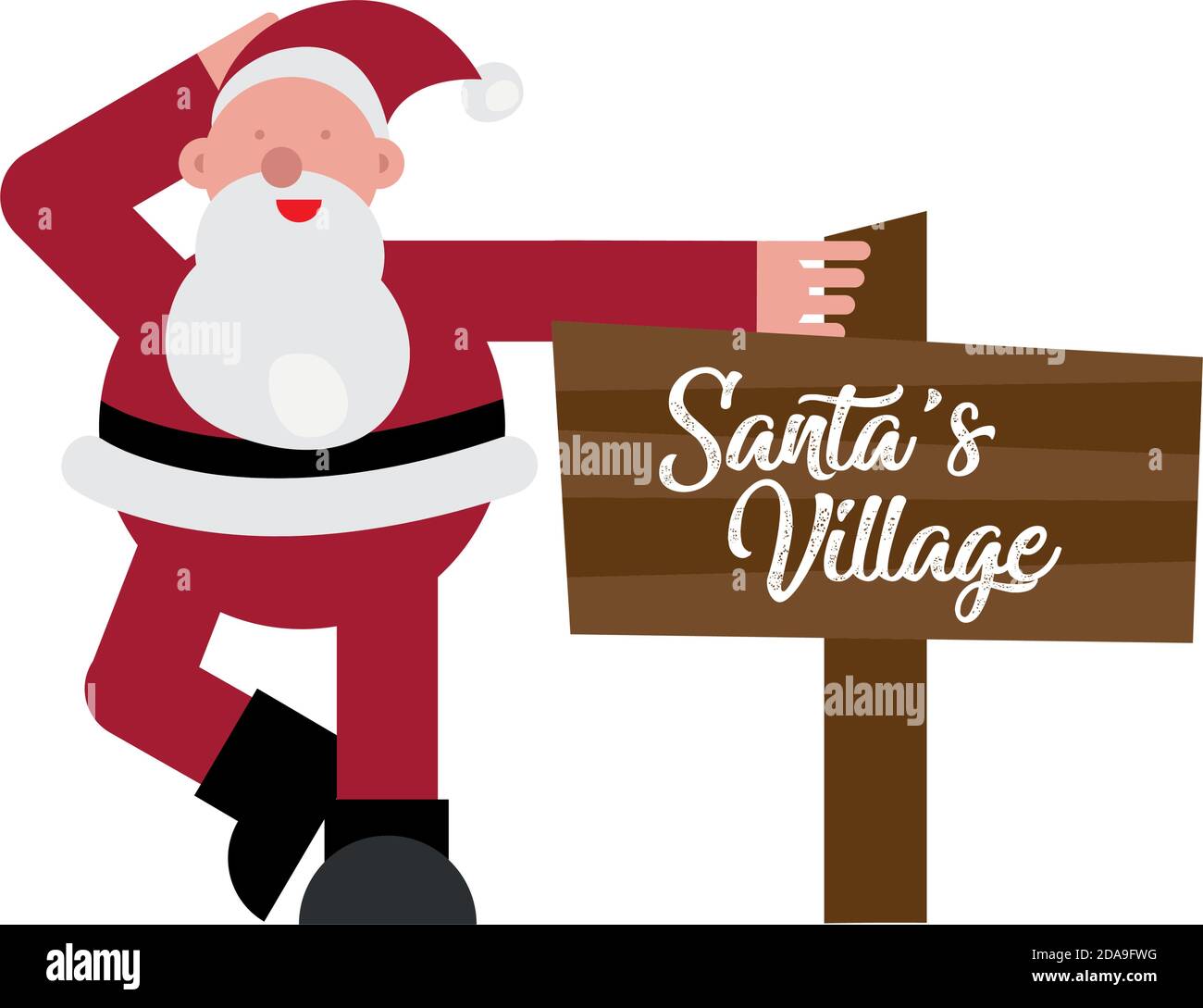 christmas santa claus with wooden banner vector illustration design ...