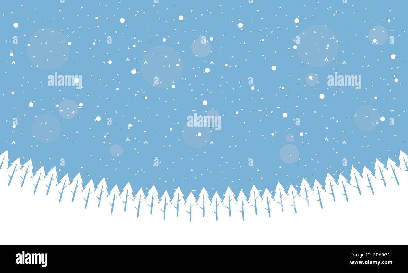 snow scape seasonal scene with pines forest frozen vector illustration ...