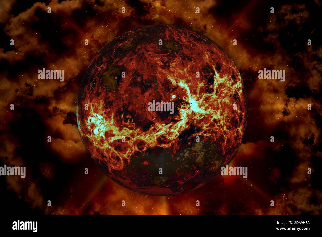 Giant sun in galaxy plasma clouds. Elements of this image furnished by NASA. Stock Photo