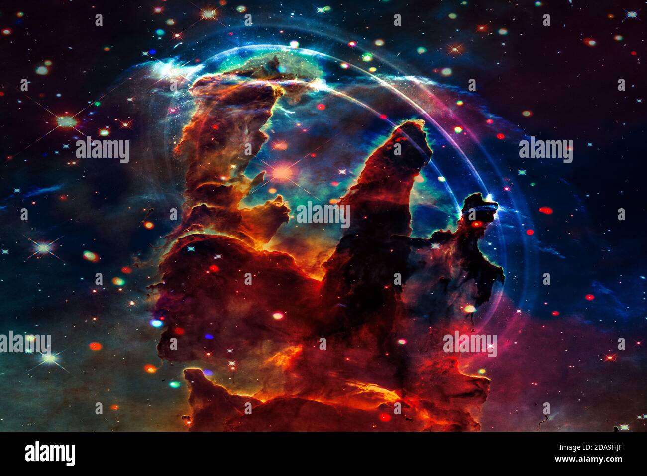 Collage on space, science. Elements of this image furnished by NASA. Stock Photo