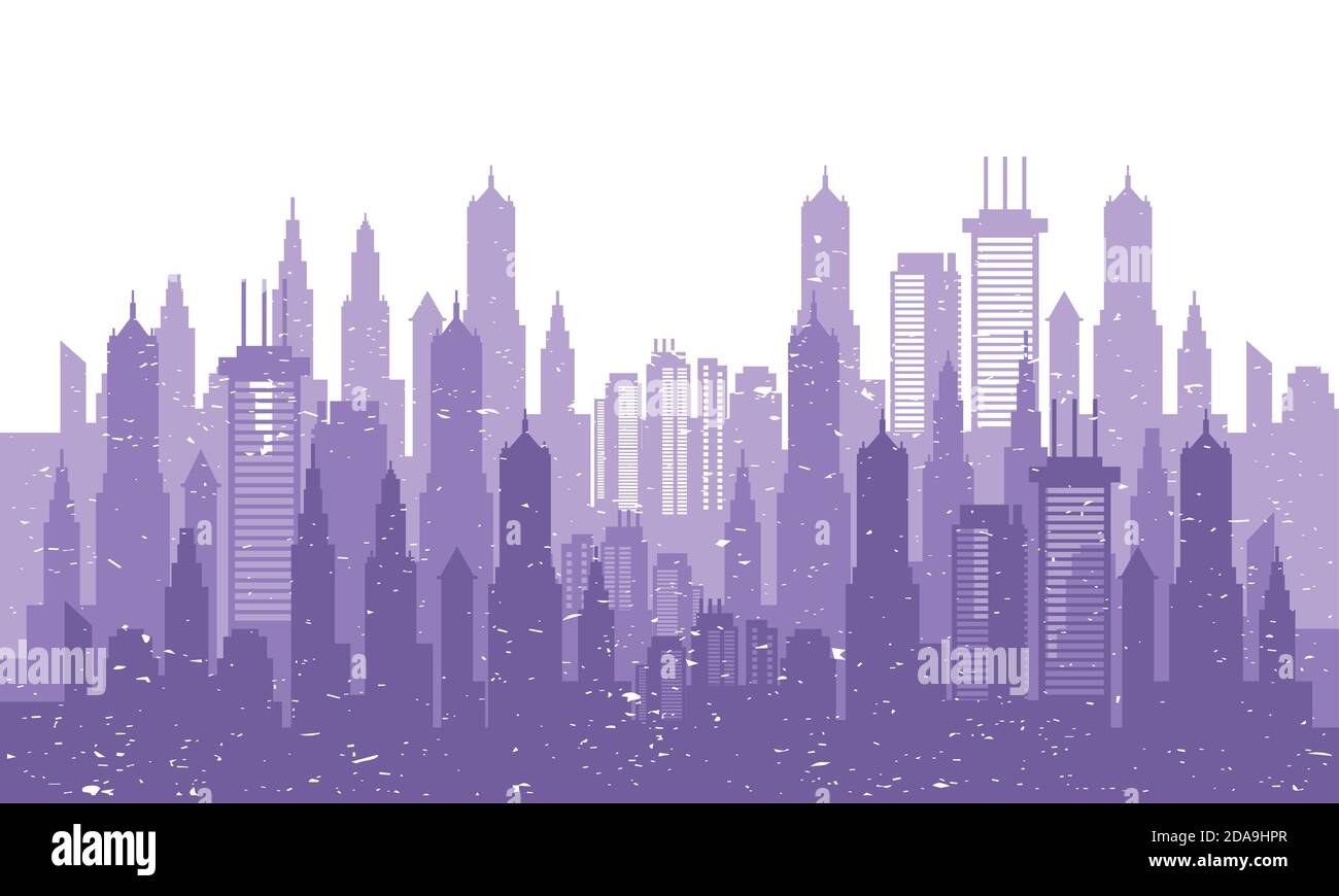 cityscape skyline scene purple silhouette vector illustration design ...