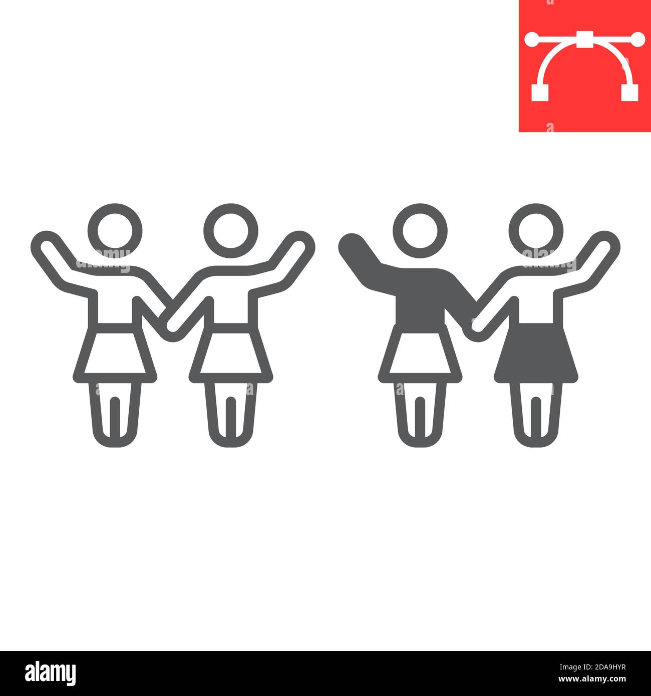 Sorority line and glyph icon, sexism and feminism, women rights sign vector graphics, editable stroke linear icon, eps 10. Stock Vector