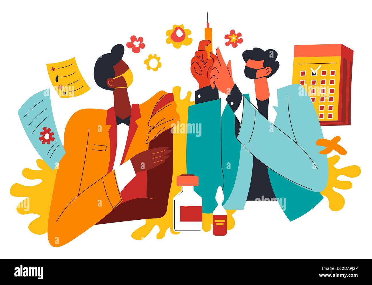 Scientists working on vaccine from sickness vector Stock Vector