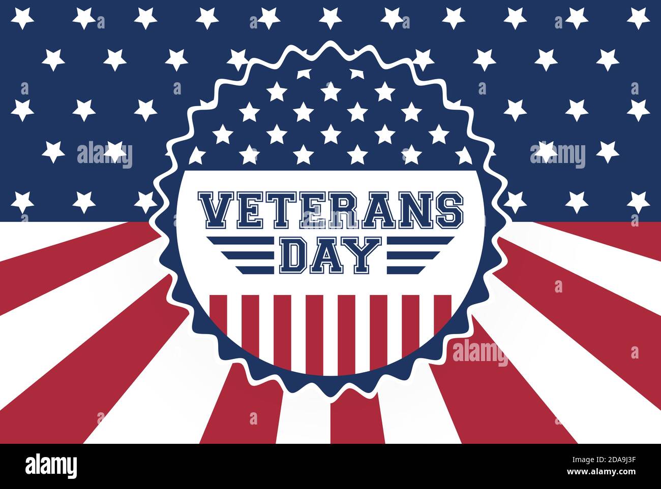 happy veterans day celebration card with usa flag in seal lace vector ...