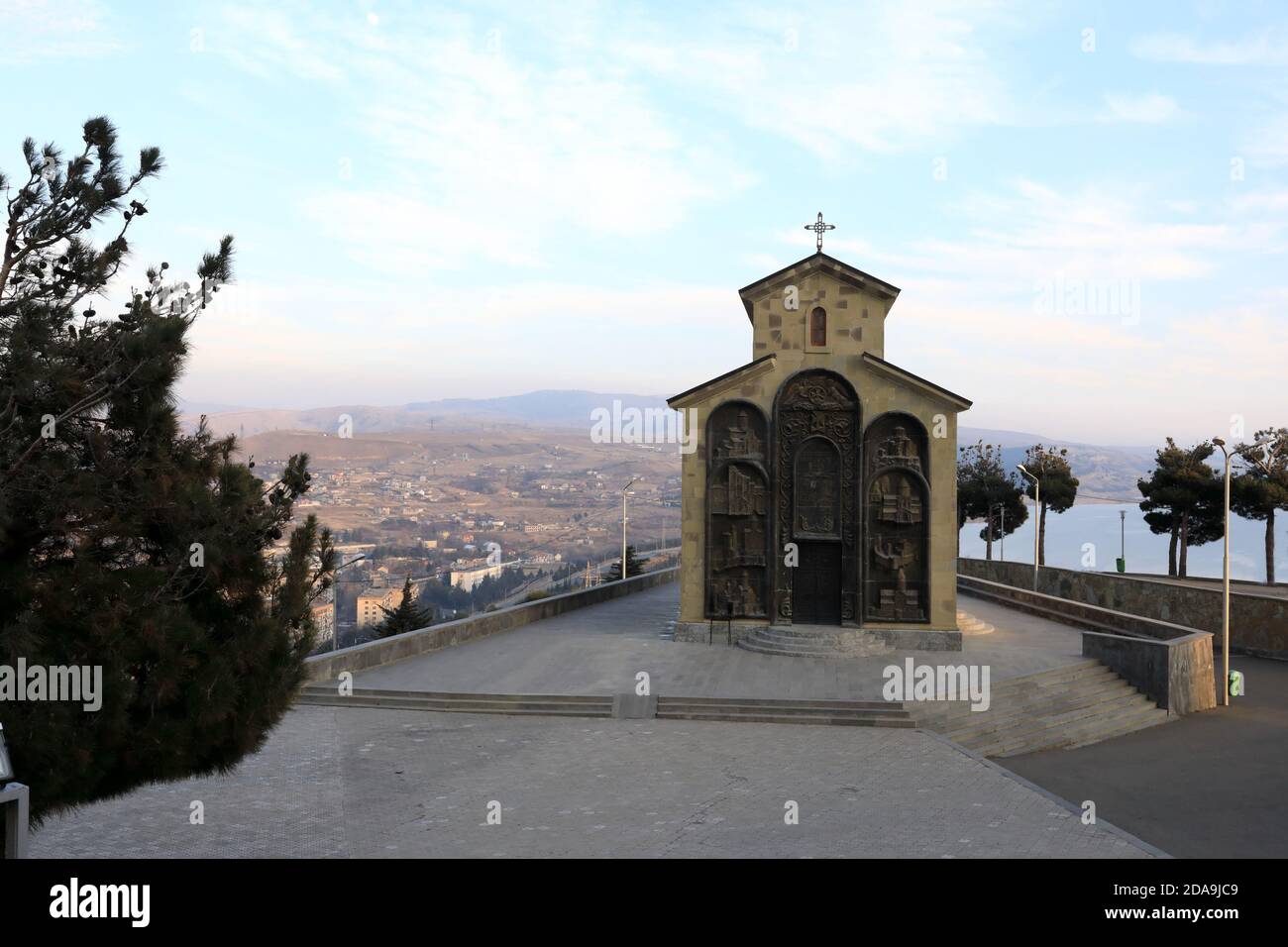 View of georgian chapel on hill, Tbilisi, Georgia Stock Photo