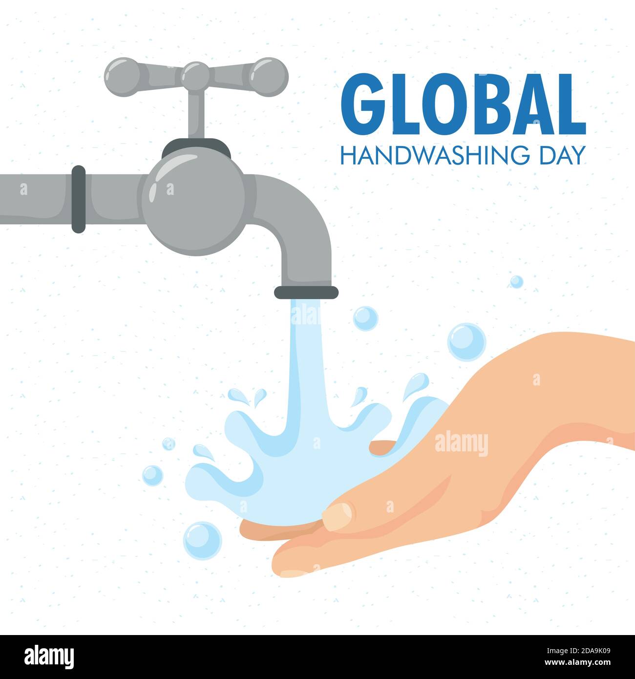 global handwashing day lettering campaign with hands and tap vector ...