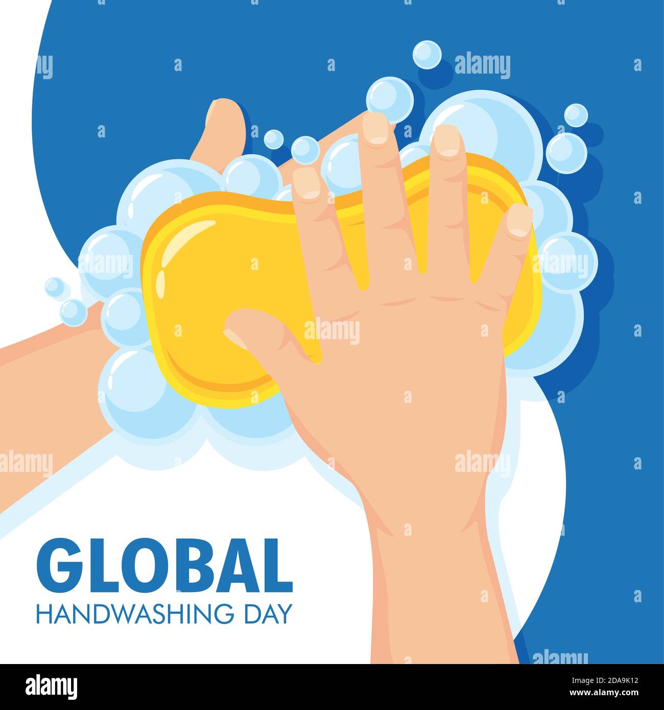 global handwashing day campaign with soap bar and foam vector ...