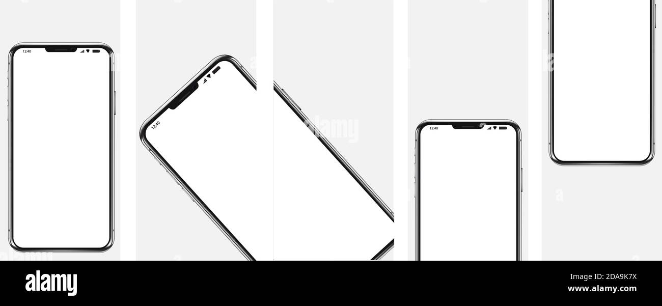 Vertical realistic phone mock up for app presentation with blank screen
