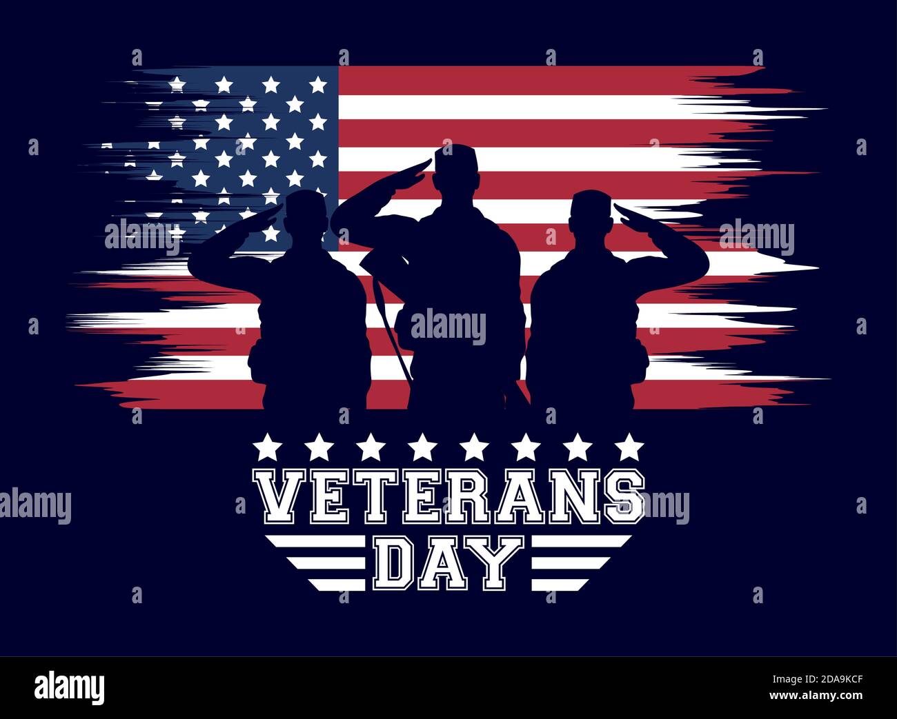 happy veterans day celebration card with soldiers saludating in usa ...