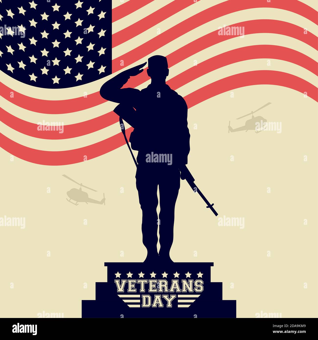 happy veterans day celebration card with soldier saludating in usa flag ...