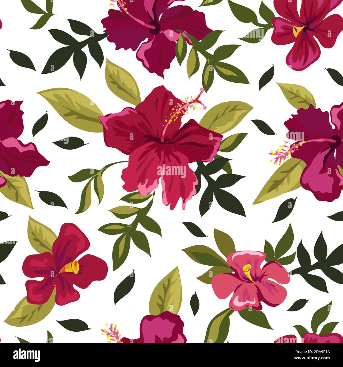 Red lilies in bloom, summer flowers pattern vector Stock Vector