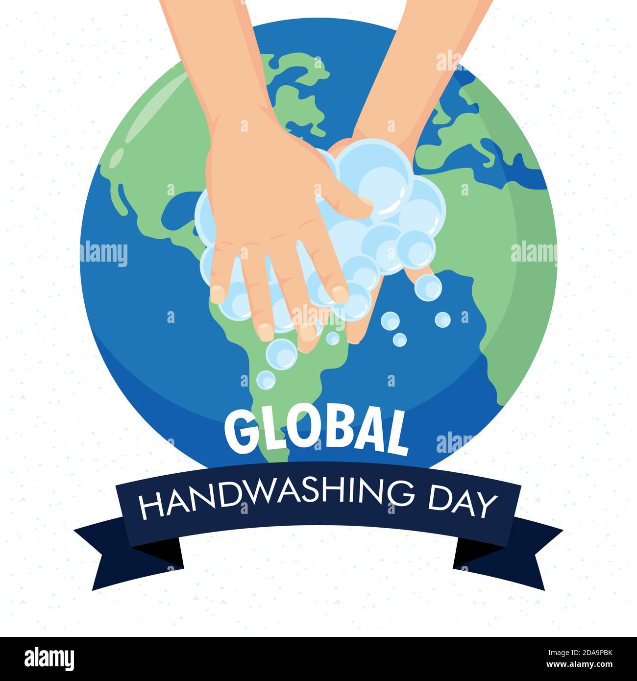 Global Handwashing Day Campaign With Hands And Earth Planet In Ribbon