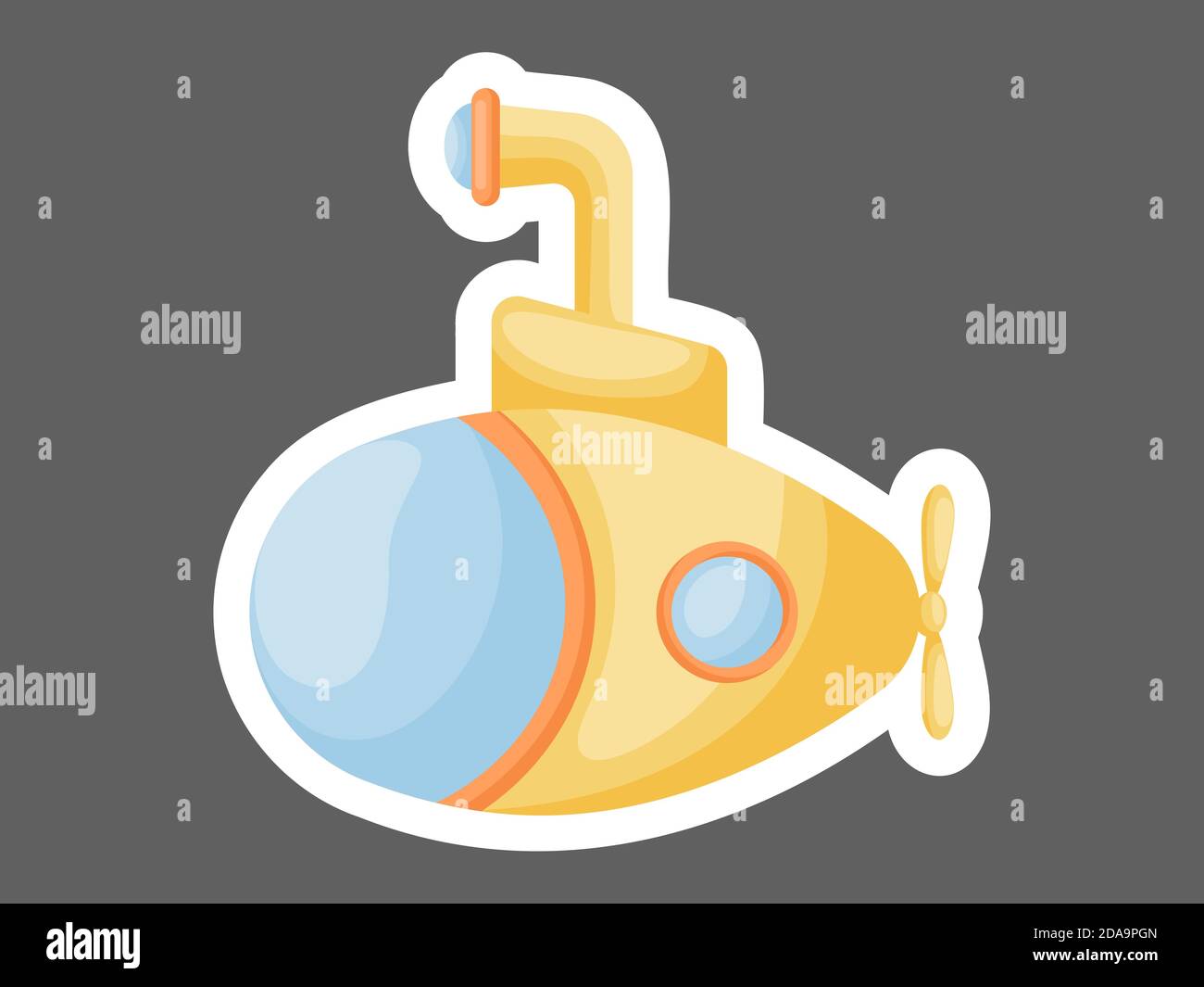 Cartoon yellow submarine with periscope for design of notebook, cards,  invitation. Cute sticker template decorated with cartoon image. Flat  cartoon co Stock Vector Image \u0026 Art - Alamy, image size:1300x1065