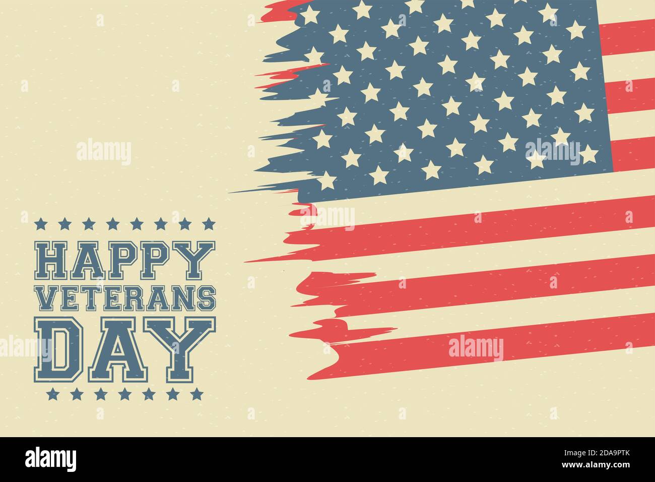 happy veterans day celebration card with lettering and usa flag vector ...