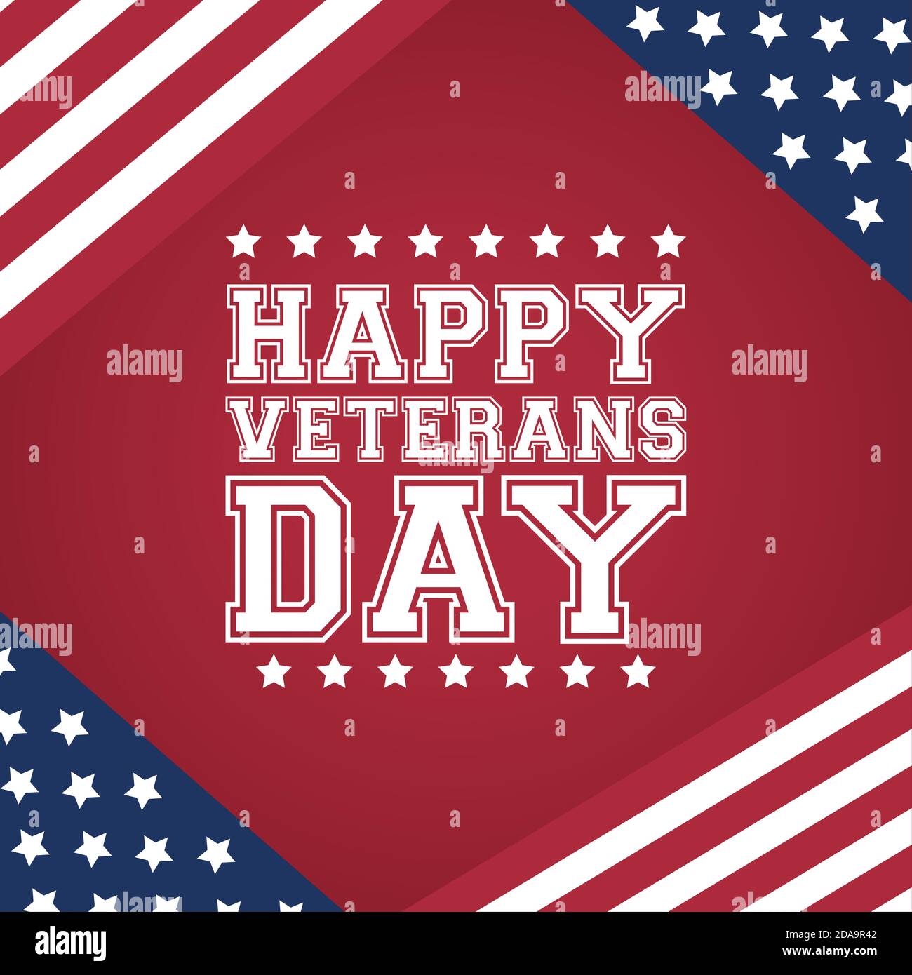 happy veterans day celebration card with lettering and usa flag vector ...