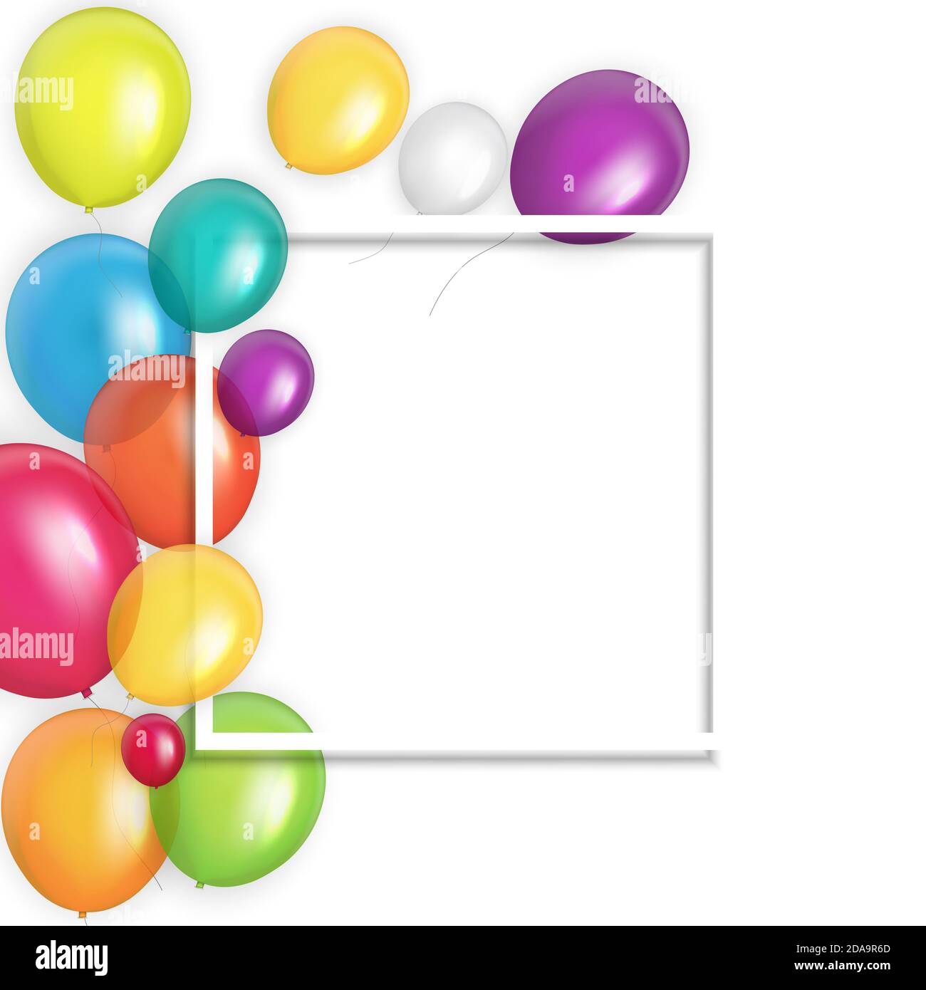 Color Glossy Happy Birthday Balloons Banner Background ...