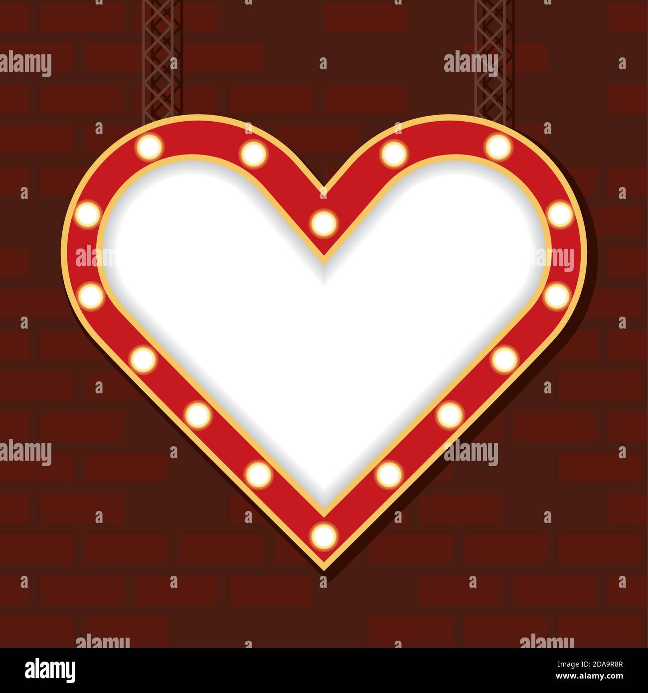 retro Light heart figure frame in wall vector illustration design Stock