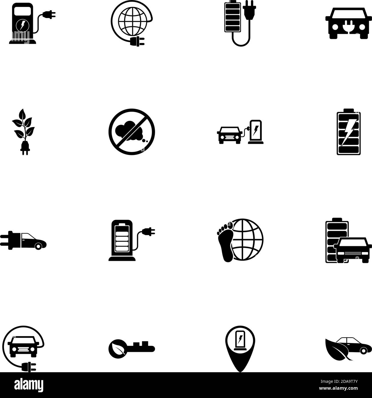 Electro Car icon - Expand to any size - Change to any colour. Perfect Flat Vector Contains such Icons as hybrid, charge, engine, electra, plug, transp Stock Vector