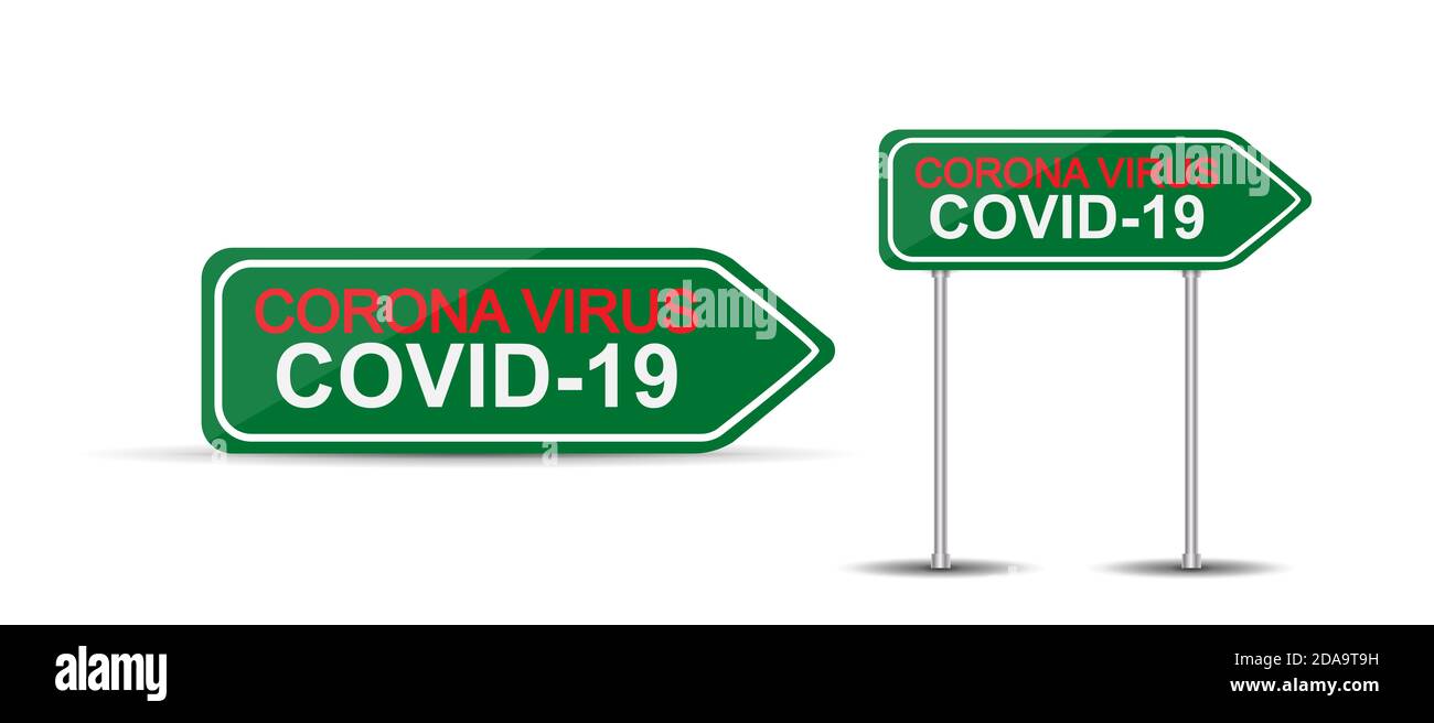 Flash Coronavirus Stamp MERS-Cov. 2019-n oV is a concept of a pandemic medical health risk with dangerous cells respiratory syndrome on the road sign. Stock Photo