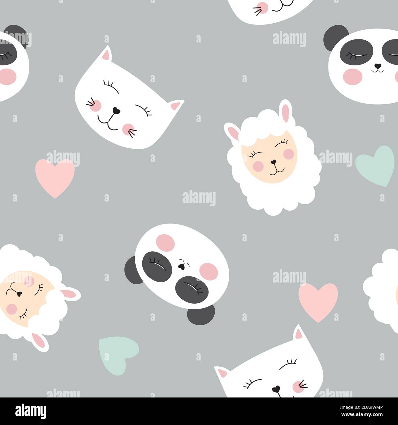 Cute animals seamless pattern background. illustration Stock Photo - Alamy