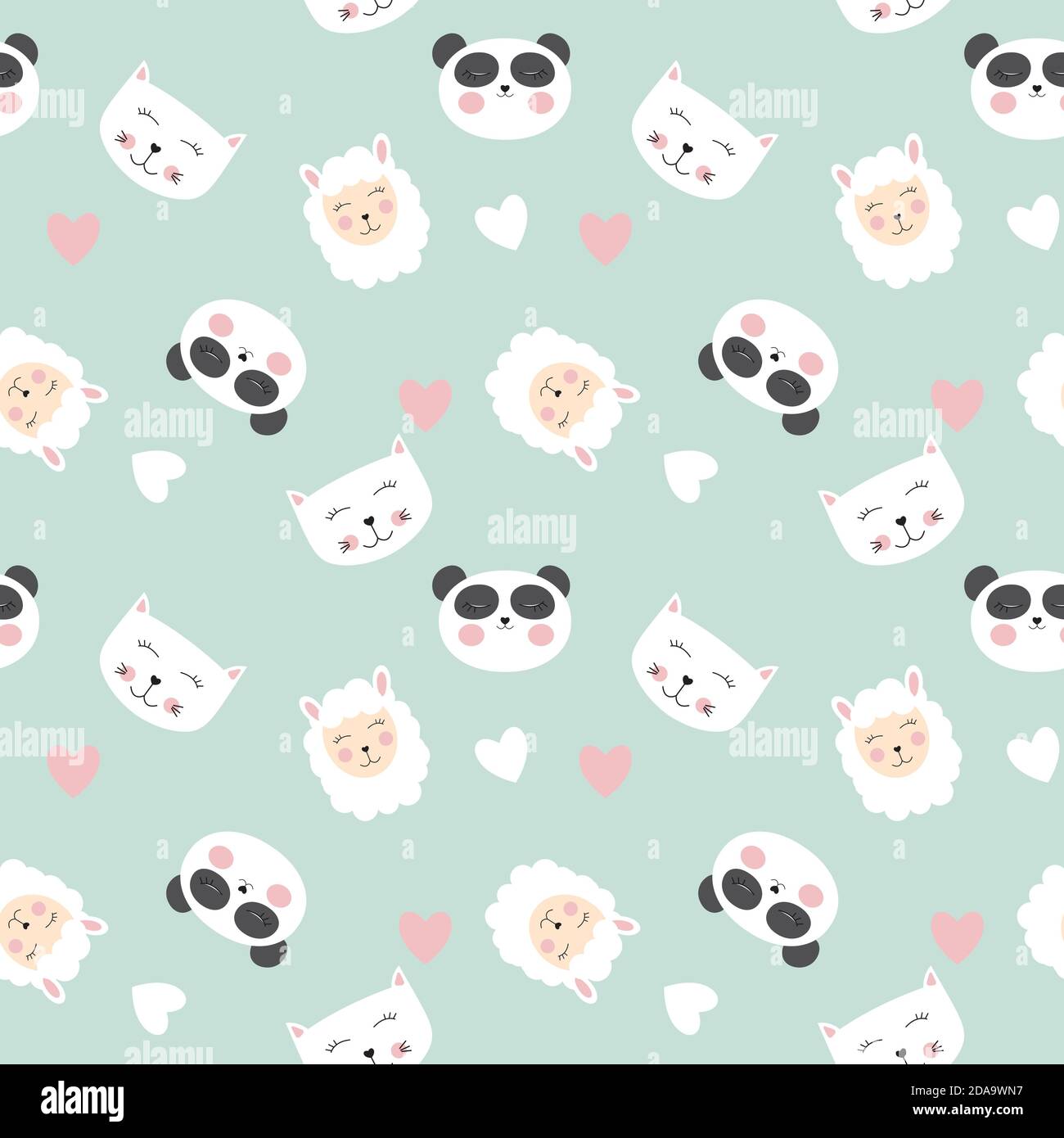 Cute animals seamless pattern background. illustration Stock Photo - Alamy